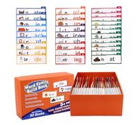 Penitue 30pcs Livres Lecture et de Rimes, Cartes Flash Vocabulaire Phonétique Maternelle Livres de Construction Familles Mots Cartes Vocabulaire ABC Jeux Lecture Éducatifs pour Enfants