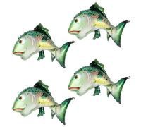 Penitue 4pcs Ballon Poisson de Truite Dorée, 89cm Papier Aluminium Ballon Poisson Anniversaire avec 1 Paille et 1 Ruban pour Fête d'Anniversaire O-Fishally One ou Baby Shower Décor