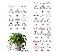 Penitue 6 Feuilles Autocollants Visage Drôle pour Bricolage, Autocollants d’Expression DIY avec Yeux Nez Lèvres Bouche Sourcils Imperméables Faire un Visage Décalcomanies pour Pots Fleurs Décorations