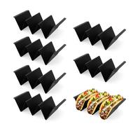 Penitue 7pcs Supports à Tacos, Noirs Grands en Plastique Plateau Tacos pour Fêtes Mexicaines, Compatibles Micro-Ondes et Lave-Vaisselle