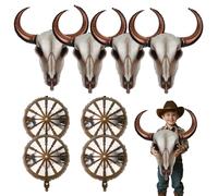 Penitue 8pcs Ensemble Ballons Western, 4pcs Vache Longhorn et 4pcs Ballons Aluminium Roue pour Fête Thème Cowboys Anniversaire Ranch Enterrement Vie Jeune Fille Dernier Rodéo Fête Prénatale Far West