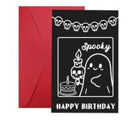 Penitue Carte d'Anniversaire Fantôme Amusante, 20,5x13,5cm Effrayante et Horrifiante Joyeux Anniversaire Carte de Vœux Gothique avec Enveloppe pour Fête Sur le Thème d'Halloween Hommes Femmes Cadeaux