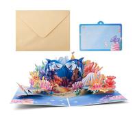 Penitue Carte d'Anniversaire Pop-Up Océan, Thème Requin Récif Corallien vie Marine Carte de Vœux 3D pour Anniversaire Anniversaire Garçons Filles Hommes Enfants Amoureux de la Mer, Enveloppe Incluse