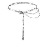 Penitue Chaîne de taille argentée pour femme, longue chaîne réglable en métal, accessoire pour robes, jeans, jupes, bikini