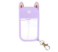 Penitue Étui Silicone pour Spray Désinfectant Mains, Porte-Clés en Forme d'Oreilles de Lapin Compatible avec Spray Désinfectant pour Mains 1 fl oz/30ml Étui Protection Portable (Violet)