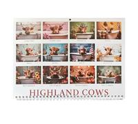 Penlimly Calendrier 2026 12 Mois,Calendrier Mensuel 2026 Vaches Highland | Planificateur de Gestion du Temps Personnel pour Planifier Horaires Objectifs Rendez-vous Organisation