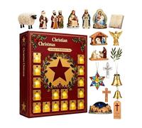 Penlimly Calendrier De L'Avent Compte À Rebours - Figurines 2D Pour L'Avent Chrétien - Décorations De Compte À Rebours De Sur L'Histoire De Jésus - Pour Salon Chambre Bureau Église Étagère Fenêtre