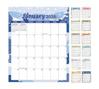 Penlimly Calendrier magnétique pour réfrigérateur | Calendrier 2026 à perforer 12 mois, planificateur magnétique esthétique pour liste de courses, salon, bureau, dortoir, appartement