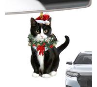 Penlimly Décorations Chat - Pendentif en Acrylique 2D | Animaux Mignons de Noël | pour Fête Hivernale Célébration Saisonnière Cheminée Lieu de Travail