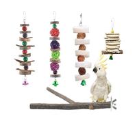 Penlimly Jouets pour Perruches, Perchoir de Recherche Nourriture Coloré pour Perruches, Set De 5 Pièces De Jouets De Cage Et Perchoir, pour Inséparables Gris D'Afrique Calopsittes Conures Cacatoès