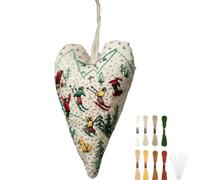 Penlimly Kit de Broderie Cœur Ornement de Noël - Kit d'Entraînement - Ensemble Complet Artisanat pour Adultes Adolescents Loisirs Créatifs Décoration Murale Projet Voyage Activité de Groupe