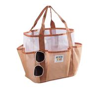 Penlimly Sac de plage, sac pour la plage | Sac fourre-tout tendance et léger pour femme, grand pour les vacances, la gym, l'école, les voyages, les vacances d'été, les pique-niques, marron, Refer to