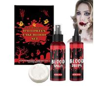 Penlimly Spray De Sang Artificiel - Kit de Maquillage Sanglant,Nettoyant Savon Liquide Maquillage Visage pour Déguisements Vampire Zombie Hommes Femmes
