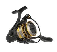 Penn Moulinet de pêche Battle® IV 2500 – Bobine aluminium, robuste, ambidextre 6,2:1 Noir/Or/Fumée