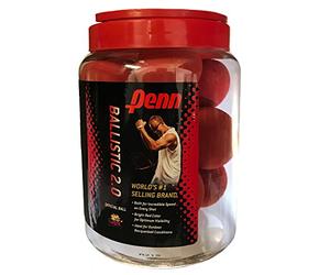 Penn Head Ballistic 2.0 Racquetballs - Red Color - Value Pack/12-Ball Jug