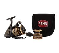 PENN Kit de moulinet de combat, taille 5000, comprend un couvercle de moulinet et une bobine de rechange en aluminium anodisé, position de la poignée droite/gauche, système de frein avant HT-100, noir