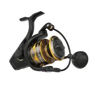 PENN Moulinet Battle® IV, pêche en Eau salée, appâts et leurres pour Poissons Bobine en Aluminium, Robuste, ambidextre 5000 Taille de Moulinet 5.6:1 Gear Black, Gold & Smoke