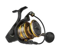 PENN Moulinet Battle® IV, pêche en Eau salée, appâts et leurres pour Poissons Bobine en Aluminium, Robuste et ambidextre, Taille de Moulinet 6000, Vitesse 5.6:1, Noir, Or et fumé