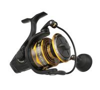 PENN Moulinet Spinning Battle® IV, pêche en Eau salée, appâts et leurres pour Poissons Aluminium, Robuste, ambidextre, Moulinet 6000 Haute Vitesse, Taille 6.2:1, Noir, Or et fumé.