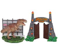 Penn-Plax Jurassic Park Lot de 2 décorations pour Aquarium sous Licence Officielle - Comprend des décorations T-Rex et Portail de Parc - Petite Taille