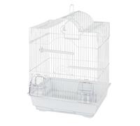 Penn-PLAX Kit de démarrage pour Petits Oiseaux avec Cage à Oiseaux et Accessoires - Idéal pour Les perruches, inséparables, perroquets, pinsons, canaris et Plus Encore - Cage Style Arche - Blanc