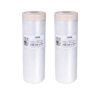 PENNELLIFICIO 2000 | Lot de 2 rouleaux en polyéthylène avec ruban adhésif, set de masquage, protection murale, murs, plinthes, meubles, toile de couverture, dimensions 110 cm x 33 m - Fabriqué en