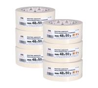 PENNELLIFICIO 2000 Lot de 6 rubans en papier pour masquage et peintres, élimination sans résidu, anti-taches, dimensions 48 mm x 45 m - Fabriqué en Italie