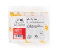 PENNELLIFICIO 2000 | Set de 10 Rouleaux de Rechange, Tissu en Polyamide avec Rayure Jaune, Idéal pour les Peintures à l'Eau et les Peintures Intérieures, Longueur 10 cm
