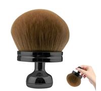 Pennello Fondotinta con Manico Nero e Setole Color Carne pour Abbronzatura Finta, Blush Liquido e Crème Viso | 3,5 cm en fibre synthétique avec manique ergonomique en plastique