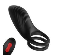 Pennis Massage Anneau Vibrant Double Anneau Vîbrant PenIS pour Couple Homme Penien Retardateur Vibromasseur Anneau Masculin Masseur Anneaux Pe-n-ni-s FacturableSilicone 66CL