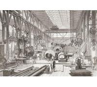 Penn's Marine Engine Factory Greenwich Londres Angleterre XIXe siècle. Le grand magasin de machines et le tourneur. De The Illustrated London News publié en 1865. Poster imprimé par Ken Welsh (17 x 11