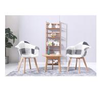PENNY - Lot de 2 fauteuils scandinave - Tissu - Noir/Blanc - pieds en bois massif design salle a manger salon - 62 x 62 x 82 cm