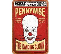 Pennywise the Clown from IT Plaque murale en étain Creative Poster Peinture décorative Vintage Métal Peinture Plaque de porte rétro 30,5 x 40,6 cm