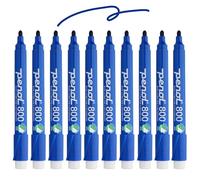 PENOL OF SCANDINAVIA 10 Marqueur pour tableau blanc bleu - 800, pointe ogive de 1,5 mm avec label écologique Nordic Swan - NON TOXIQUE ET SANS ODEUR - Corps en plastique avec capuchon anti-roulis