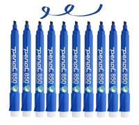 PENOL OF SCANDINAVIA 4 Marqueur bleu pour tableau blanc - 850, pointe biseautée 2-5 mm avec label écologique Nordic Swan - NON TOXIQUE ET SANS ODEUR - Corps en plastique avec capuchon anti-roulis