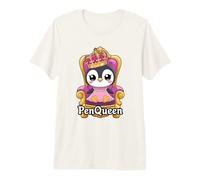 PenQueen Pun Queen Mignon Pingouin Kawaii avec Couronne drôle de Reine T-Shirt Haut de Gamme