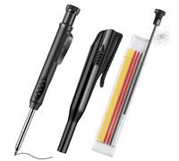 Penriter Crayon Chantier avec 7 recharges et Taille-Mine, Crayons de Charpentier, Porte Mine Marqueur trou Profond, Marqueur à sec, pour Chantiers et Menuiserie, Cadeau de Fête des Pères