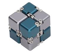 PenRux Infinity Cube, Flipping Fidget Toy Cube, Jouet Sensoriel en Alliage, Blocs à Rabat Portatifs, Jouets de Soulagement du Stress et de l'anxiété Cubes D'outils Sensoriels (Bleu-Gris)