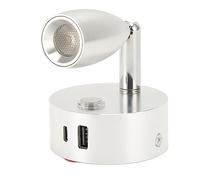 PenRux Lampe de Lecture LED 12V, 3 Couleurs à intensité Variable, Lampe de Lecture Intérieure avec Port USB de Type C, Projecteur Rotatif pour Camping-Car,Applique Murale pour