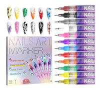 Pens - Marqueurs à ongles en gel de 14,3 cm | Pinceau pour points à pointe fine | 12 outils de conception d'ongles colorés : offrent précision et créativité lors de l'utilisation en SA