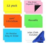 Pense-bête Magnétique Frigo 15x10cm Étiquette Magnétique Effaçable 12pc Petit Tableau Magnétique Blanc Effaçable à Sec Bloc-notes