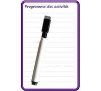 Pense bête magnétique frigo effaçable Message 'Programme des activités' 15x10 cm avec marqueur effaçable magnétique - Tableau frigo magnétique effaçable - liste à faire, pense bête