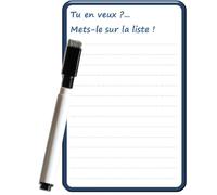 Pense Bête Magnétique Frigo Effaçable Message 'tu En Veux...Mets Le Sur La Liste' 15x10 Cm Avec Marqueur Effaçable Magnétique