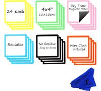 Pense Bête Magnétique Frigo - Lot De 24-10x10cm Petit Memo Tableau Blanc Effaçable À Sec - Étiquette Aimanté Pour Planning Cuisine Et Bloc Notes De Bureau
