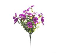 Pensées artificielles en soie avec tiges d'eucalyptus pour décoration intérieure ou extérieure, salon, chambre, salle de bain et porche (violet + violet clair)