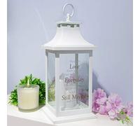 Pensées de vous, le paradis dans notre maison, lanterne commémorative blanche avec 3 bougies LED, fonctionnement sur batterie