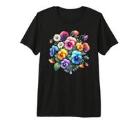 Pensées Multicolores et délicates Marguerites Blanches Formes Mania T-Shirt Haut de Gamme