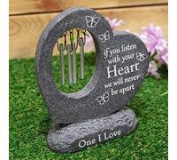 Pensées pour Vous Widdop & Co Grave Memorial/Cremation Marker Heart WINDCHIME Stone Résine Grise