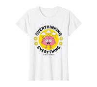 Penser à l'anxiété S'inquiéter Introverti Shy Overthink T-Shirt Graphique avec Valeur, Femme, Blanc, S