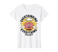 Penser à l'anxiété S'inquiéter Introverti Shy Overthink T-Shirt Graphique avec Valeur, Femme, Blanc, XS